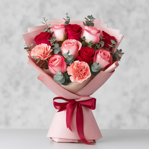 Pink Dream Puzzle: Roses & Carnations