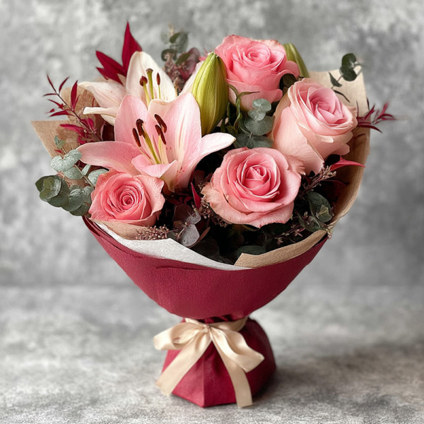 Pink Rose and Lily Reverie — A Whisper of Spring